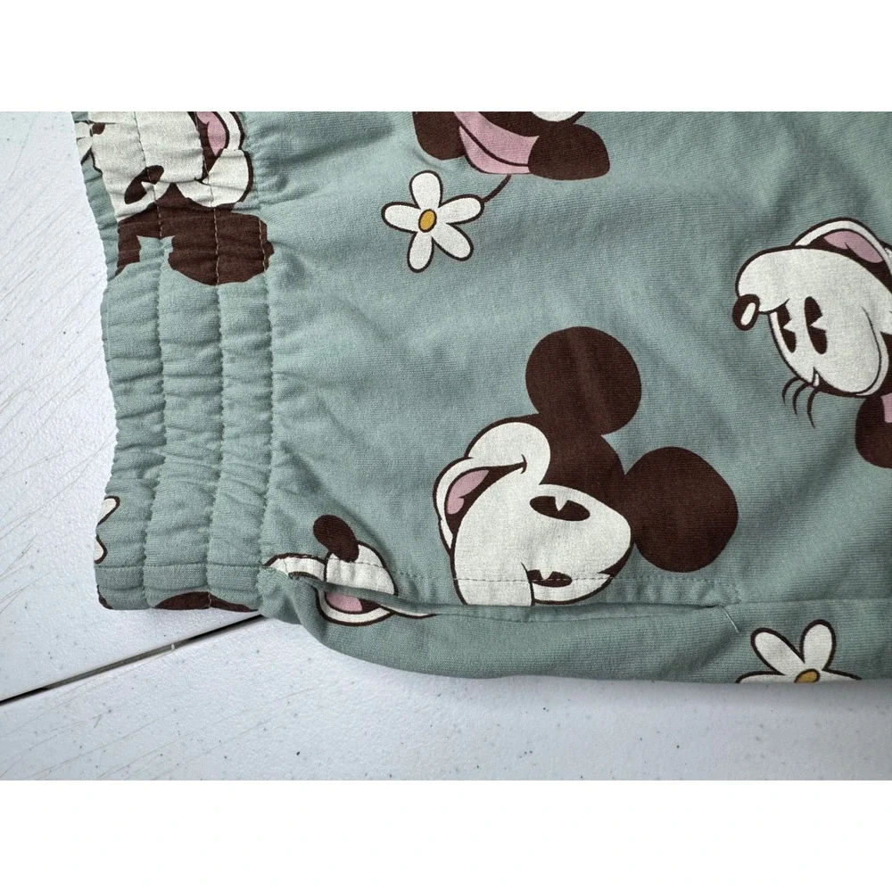 Disney Minnie Mouse Lounge Shorts Sage Green All Over Print Sleepwear Womens‎ M